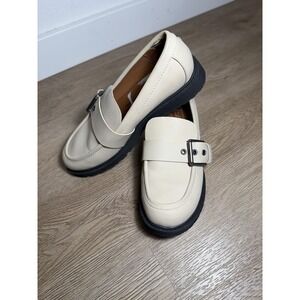 Womens Zodiac Renee Taupe Faux Leather Buckle Penny Loafers Size 9